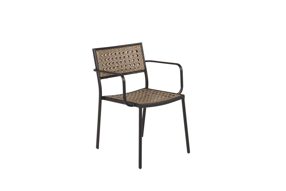 Matstol Utomhus – Venture Home Paola 4-pack Svart/Natur inkl. dynor