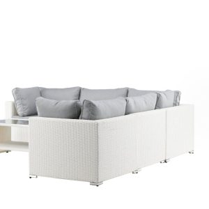 Loungegrupp Utomhus – Venture Home Amazon Hörnsoffa 5 Moduler + Soffbord Vit/Grå inkl. dynor
