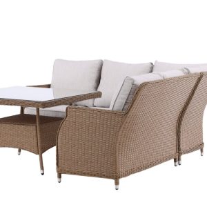 Loungegrupp Utomhus – Venture Home Vikelund Hörnsoffa 4-sits + Soffbord Natur/Beige inkl. dynor