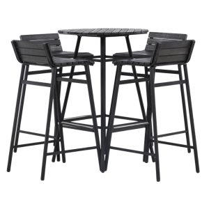 Barset Utomhus – Venture Home Mexico Barbord Ø65 x 95 cm + 4 Barstolar Svart