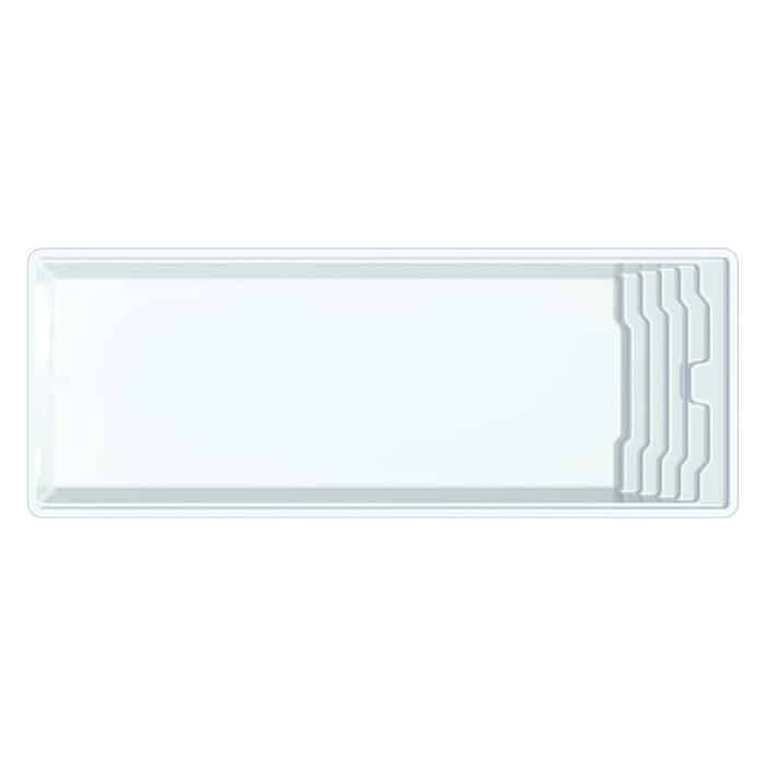 Glasfiberpool Polyfaser Korsika Mått: 9,00 x 3,77 x 1,50 m