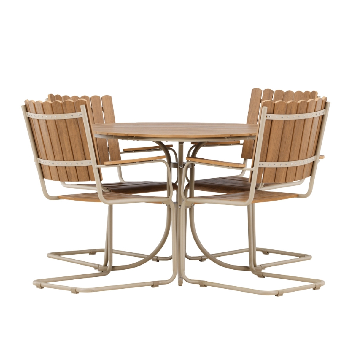 Matgrupp Utomhus – Venture Home Holmsund Runt Matbord Ø103 Beige + 4 Matstolar Beige