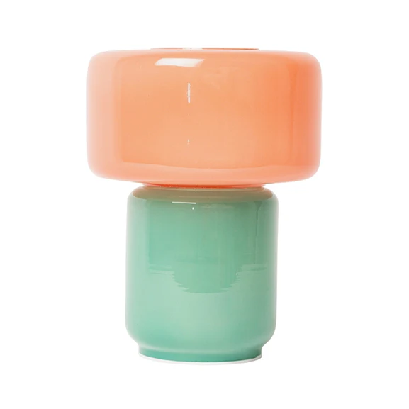 Portabel lampa i glas Rosa/Petrolium