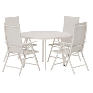 Matgrupp Utomhus – Venture Home Giardini Runt Matbord Ø120 Beige + 4 Break Positionsstolar Beige