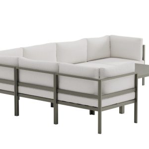 Loungegrupp Utomhus – Venture Home Copacabana Hörnsoffa 6 Moduler + Soffbord Brun/Vit inkl. dynor