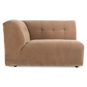 vint couch: element left 1,5-seat, corduroy rib, brown