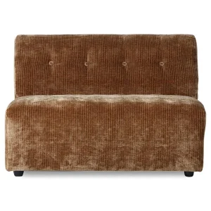 vint couch: elem. middle 1,5-seat, corduroy velvet,aged gold