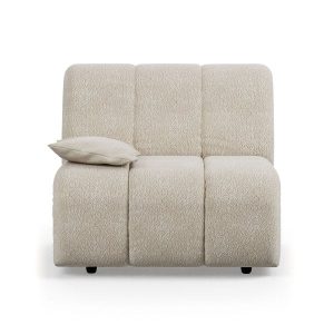 Wave couch: element left low arm, boucle cream