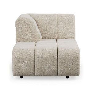 Wave couch: element left divan, boucle cream